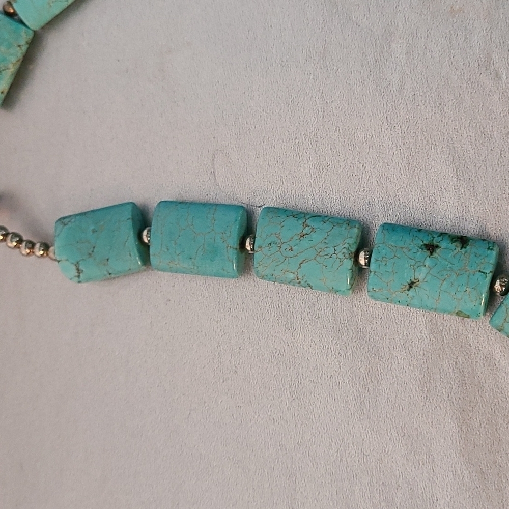Turquoise Rectangular Bead Necklace - Picture 6 of 7
